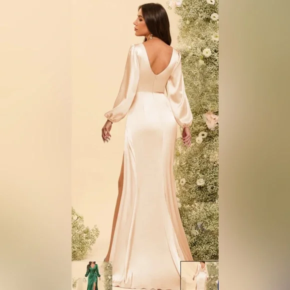 New Lavetir Women's Dress Sheath/Column V-Neck Long Sleeves Formal Green Size 6 - Picture 10 of 11